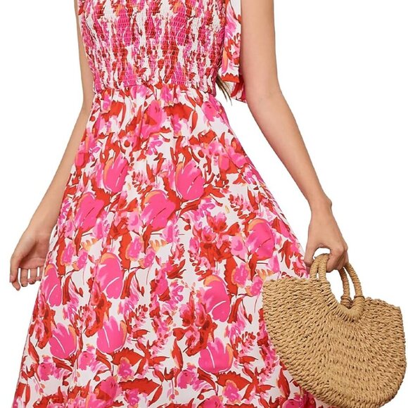 Dresses & Skirts - Women Summer Floral Boho Midi Sundress Spaghetti Strap Casual Beach Dress